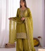 Womens new trendy stylish  embroidery beads work kurta set