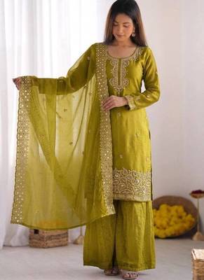 stylish embroidery beads work kurta set 2