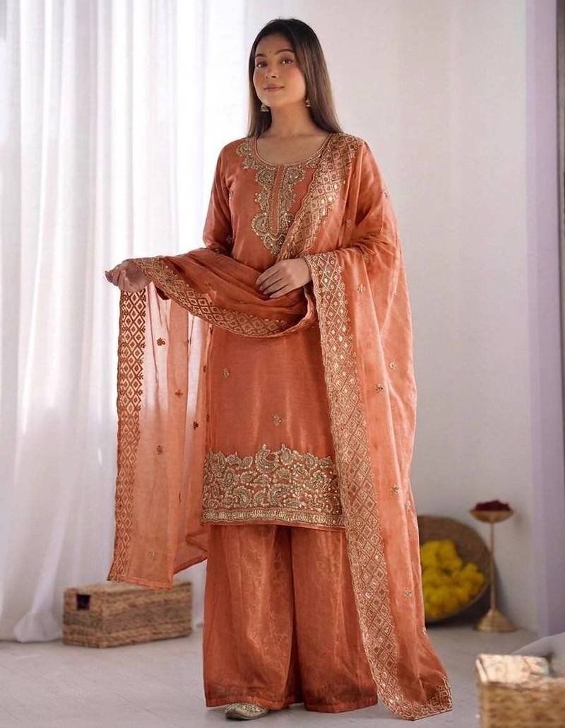 Womens new trendy stylish  embroidery beads work kurta set