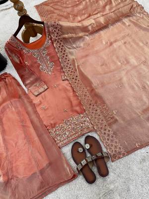 stylish embroidery beads work kurta set 4