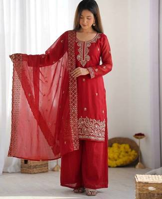 stylish embroidery beads work kurta set 3