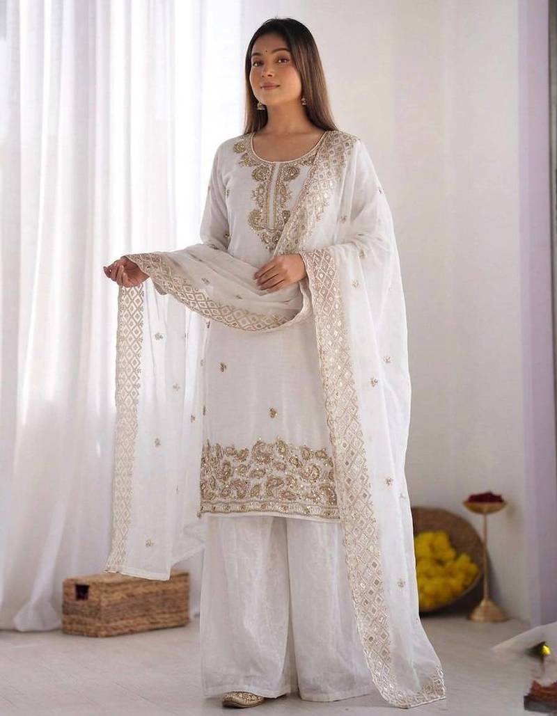 Womens new trendy stylish  embroidery beads work kurta set