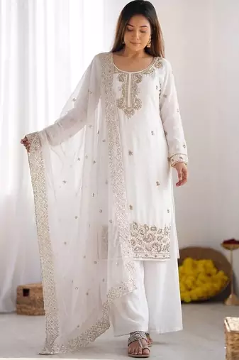 stylish embroidery beads work kurta set