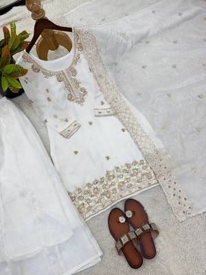 stylish embroidery beads work kurta set 4