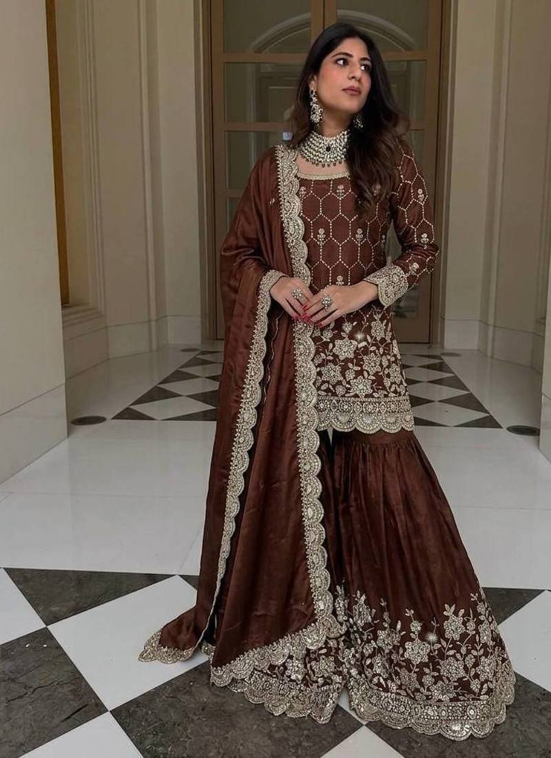 New trendy latest designer  embroidery kurta set