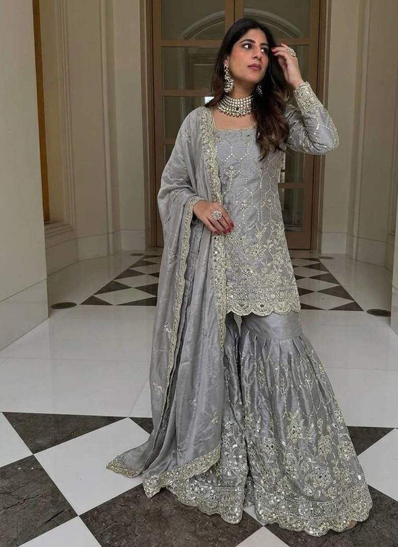 New trendy latest designer  embroidery kurta set