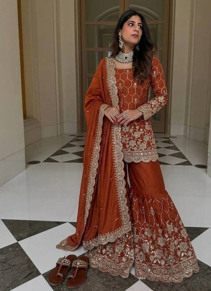 New trendy latest designer  embroidery kurta set