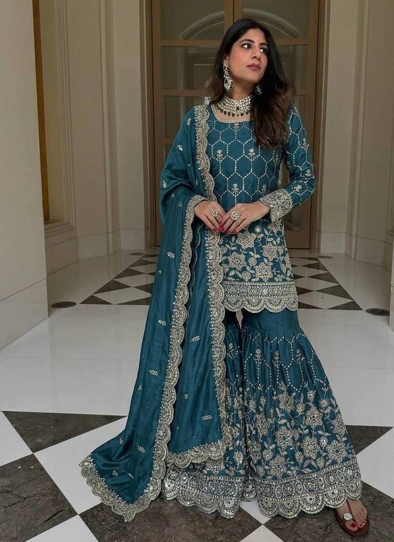 New trendy latest designer  embroidery kurta set