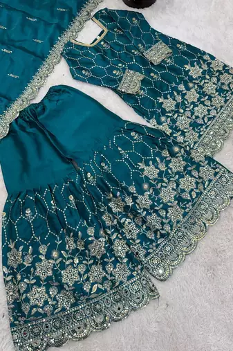 New trendy latest designer embroidery kurta set