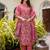 Floral printed pure cotton round neck kurta trouser and dupatta set