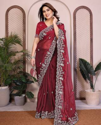 Women’s Maroon Designer Saree 2
