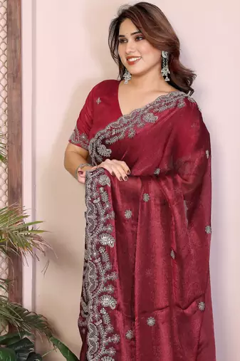 Women’s Maroon Designer Saree