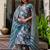 Floral printed pure cotton v neck kurta trouser and dupatta set