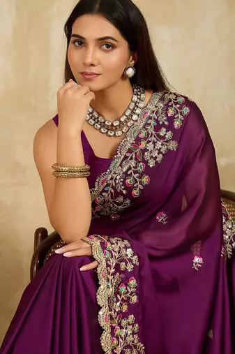 Women’s Purple Designer Saree