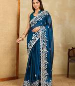 Floral Embroidered Party Wear Saree