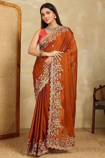 Women’s  Brown Designer Saree