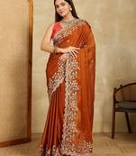 Women’s  Brown Designer Saree