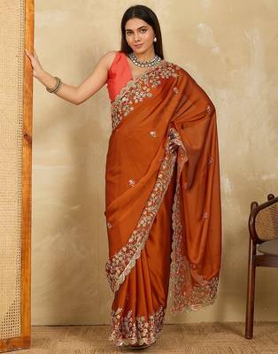 Women’s  Brown Designer Saree 2