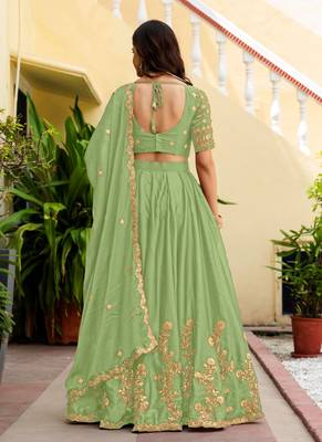 Parrot  Silk blend Embroidered Lehenga Choli 2