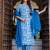 Floral printed pure cotton v neck kurta trouser and dupatta set