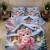 Kozy kids printed king size bedsheet with 2 pillow covers for kids room - cute-cat