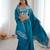 Teal Blue French Crepe Dhoti Set with Embroidered Choli & Shrug 