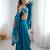 Teal Blue French Crepe Dhoti Set with Embroidered Choli & Shrug 