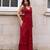 Red georgette embroidered saree with mirror work and ruffled skirt