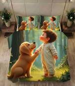 Kozy kids printed king size bedsheet with 2 pillow covers for kids room - happy-dog