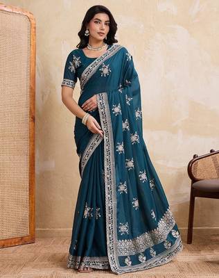 Heavy Embroidered Party Wear Saree 1