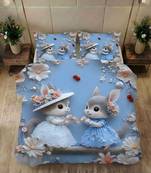 Kozy kids printed king size bedsheet with 2 pillow covers for kids room - squrals