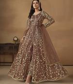  Beige embroidered Net Gown