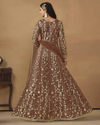  Beige embroidered Net Gown 2