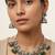 Oxidized silver-tone lotus motif jhumki necklace set with emerald-green accents