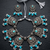 Oxidized silver-tone lotus motif jhumki necklace set with sapphire-blue accents