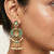 Traditional mint green meenakari & kundan antique gold-tone jhumka earrings with pearl drops