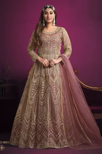  PINK sequin embroidered GOWN 