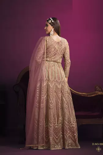  PINK sequin embroidered GOWN 