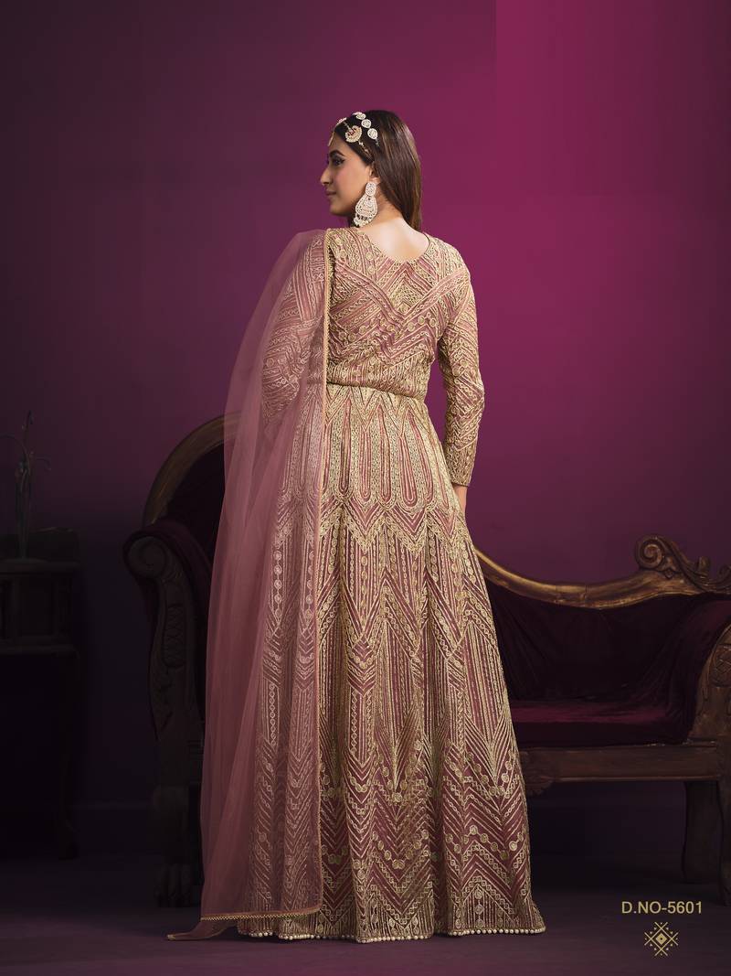  PINK sequin embroidered GOWN 