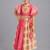Coral pink beige printed cotton lehenga set