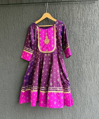 Deep plum purple embroidered silk anarkali set 2