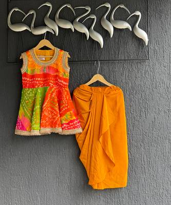 Multicolor printed georgette lungi skirt set 1