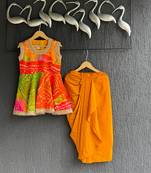 Multicolor printed georgette lungi skirt set