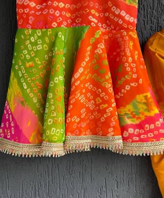 Multicolor printed georgette lungi skirt set 2