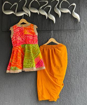 Multicolor printed georgette lungi skirt set 4