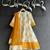 Off white marigold printed cotton silk anarkali set