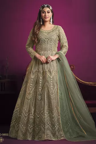DEEP GREEN sequin embroidered GOWN 