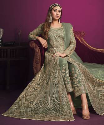 DEEP GREEN sequin embroidered GOWN  3