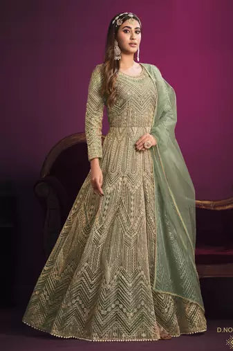 DEEP GREEN sequin embroidered GOWN 