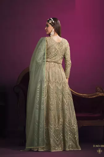 DEEP GREEN sequin embroidered GOWN 